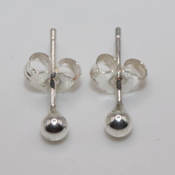 925 Sterling Silver Genuine Round Ball Stud Earrings 3mm / Pair / Men Women Kids - Picture 1 of 7
